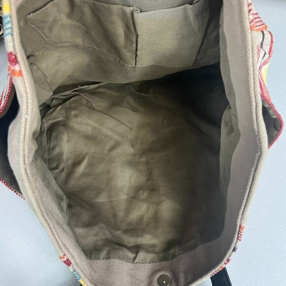 No Boundaries Caroline Multi Striped Boho Woven Cooler Tote Bag with Tassels - Picture 12 of 15